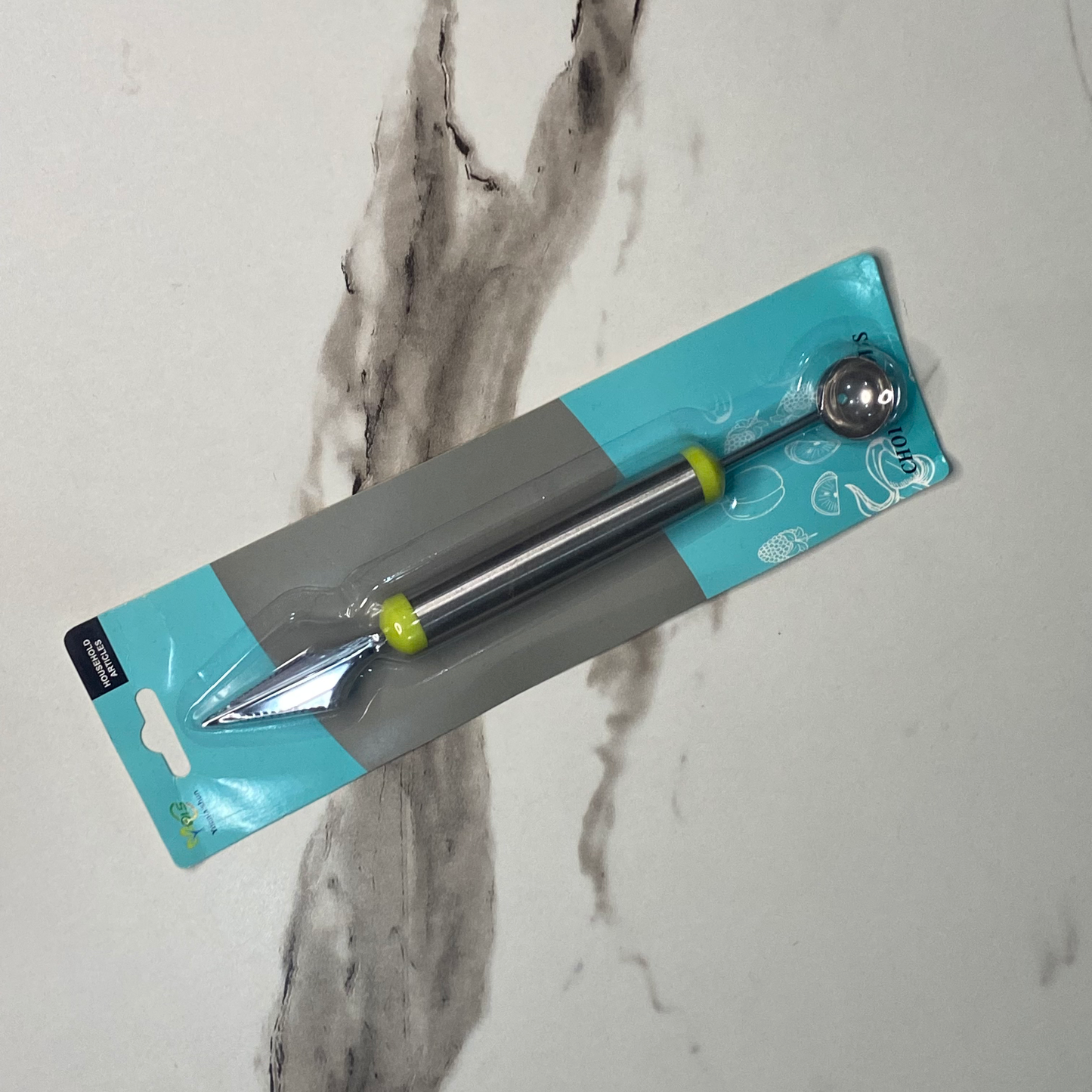 Dual-purpose fruit carving and melon baller tool